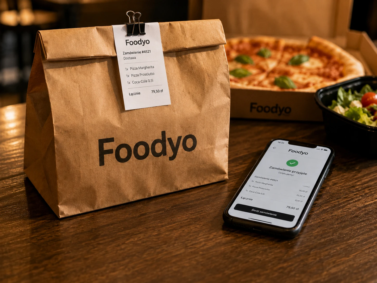 Zamówienie online restauracji z potwierdzeniem dostawy na telefonie